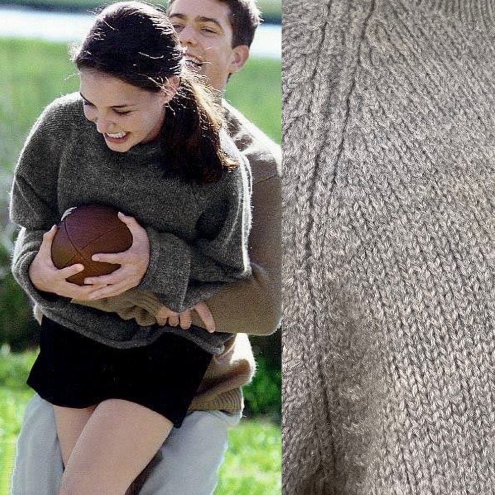 J. Crew Vintage Oarsman Logo Wool Turtleneck Sweater Beige Grey Greige Size L